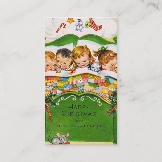 クリスマスの休日の子供はメッセージカードを加えます 名刺 (正面)