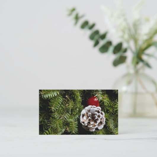 クリスマスの休日の常緑の装飾の背景 名刺 (スタンド正面)