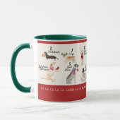 クリスマスの休日の帽子のスカーフの(雄ジカの)枝角の12匹の犬 マグカップ (左)