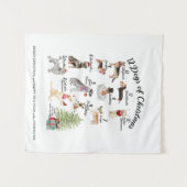 クリスマスの休日の帽子、スカーフの12匹の犬は、曲がります タペストリー (正面(横))