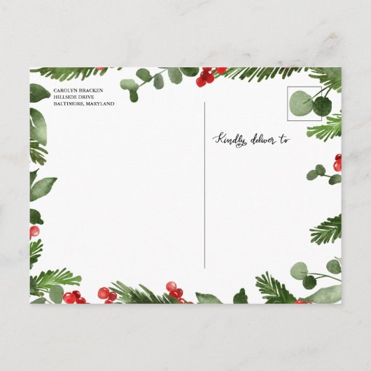 クリスマスの休日の年間パーティーの保存日付 案内ポストカード (裏面)