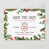 クリスマスの休日の年間パーティーの保存日付 案内ポストカード (正面)