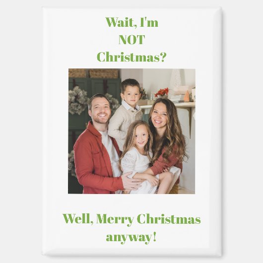 クリスマスの休日の緑のテキストの写真 マグネット (正面)
