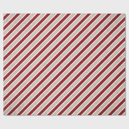 クリスマスの休日の赤いですかクリーム色のストライプなパターン ラッピングペーパー (フラット)