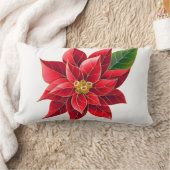 クリスマスの休日の赤いポインセチアの枕 ランバークッション (ブランケット)