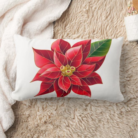 クリスマスの休日の赤いポインセチアの枕 ランバークッション (ブランケット)