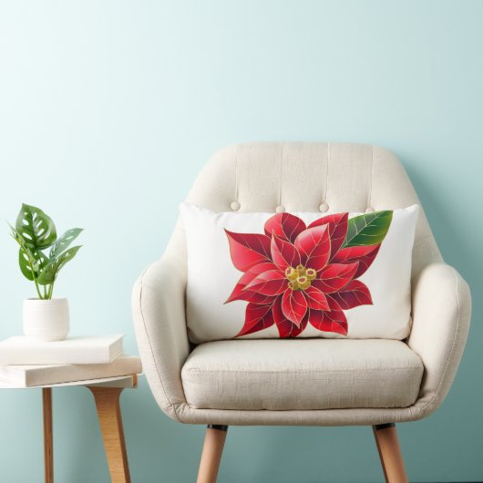 クリスマスの休日の赤いポインセチアの枕 ランバークッション (椅子)