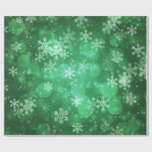 クリスマスの休日の輝き及び雪片の緑 ラッピングペーパー (フラット)