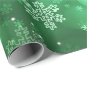 クリスマスの休日の輝き及び雪片の緑 ラッピングペーパー (ロールコーナー)