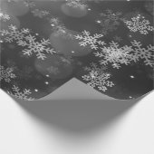 クリスマスの休日の輝き及び雪片の黒 ラッピングペーパー (角)