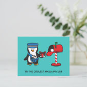 クリスマスの休日の郵便配達員郵便女性郵便局員 ポストカード (スタンド正面)