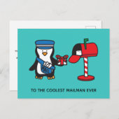 クリスマスの休日の郵便配達員郵便女性郵便局員 ポストカード (正面/裏面)