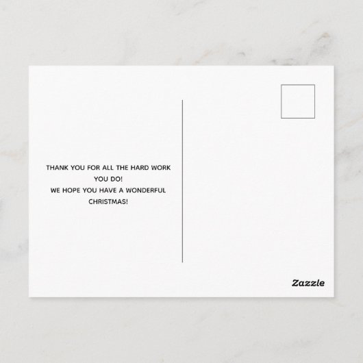 クリスマスの休日の郵便配達員郵便女性郵便局員 ポストカード (裏面)