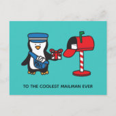 クリスマスの休日の郵便配達員郵便女性郵便局員 ポストカード (正面)