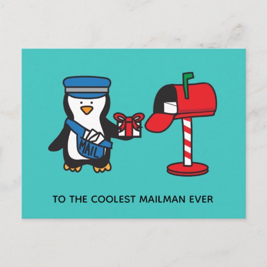 クリスマスの休日の郵便配達員郵便女性郵便局員 ポストカード (正面)