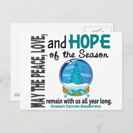 クリスマスの休日の雪の地球1の卵巣癌 シーズンポストカード (正面/裏面)