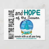 クリスマスの休日の雪の地球1の卵巣癌 シーズンポストカード (正面)