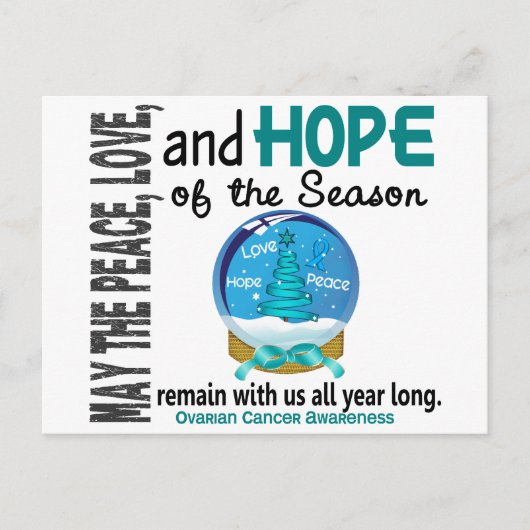 クリスマスの休日の雪の地球1の卵巣癌 シーズンポストカード (正面)