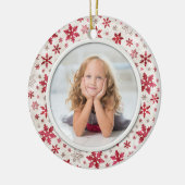 クリスマスの休日の雪片の多彩な写真 セラミックオーナメント (左)