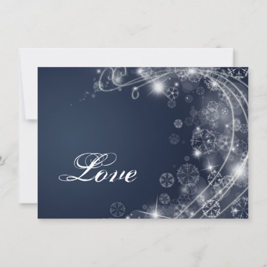 クリスマスの休日の雪片の青い結婚式の招待 招待状 (裏面)