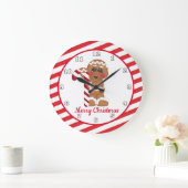 クリスマスの休日のgandy杖のジンジャーブレッドの時計 ラージ壁時計 (ホーム)