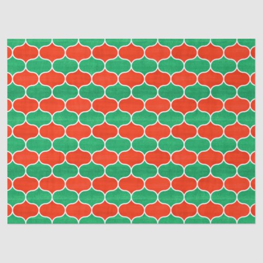 クリスマスの休日のOgee赤いおよび緑のパターン 薄葉紙 (正面)