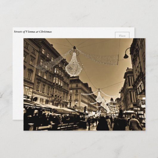 クリスマスの休日カードのウィーンの通り シーズンポストカード (正面/裏面)
