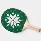 クリスマスの休日ダークグリーン青白い雪片 卓球ラケット (横)