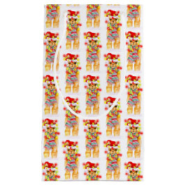 クリスマスの休日ラマ水の色の繰り返しパターン スモールペーパーバッグ