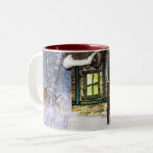 クリスマスの休日場面 ツートーンマグカップ (正面左)