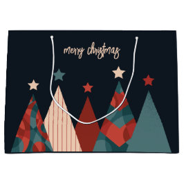 クリスマスの休日抽象芸術クリスマスツリーの星 ラージペーパーバッグ