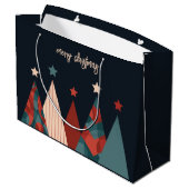 クリスマスの休日抽象芸術クリスマスツリーの星 ラージペーパーバッグ (裏面アングル)