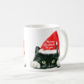 クリスマスの休日猫のマグのサンタのmeowy帽子 コーヒーマグカップ (正面右)