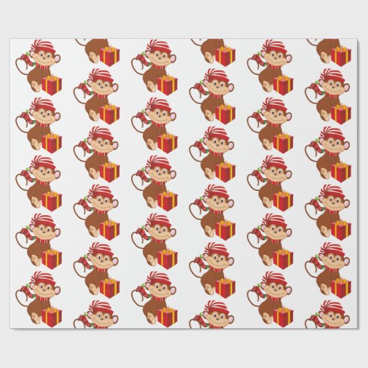 クリスマスの休日猿はパーティーの覆いをタイルを張りました ラッピングペーパー (フラット)