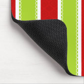 クリスマスの休日緑及び赤のストライプパターン マウスパッド (コーナー)