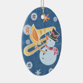 クリスマスの休日音楽を作る雪だるまの角 セラミックオーナメント (右)