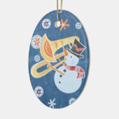 クリスマスの休日音楽を作る雪だるまの角 セラミックオーナメント (左)