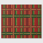 クリスマスの休日-かわいらしい休日によってステッチされる格子縞 ラッピングペーパー (フラット)