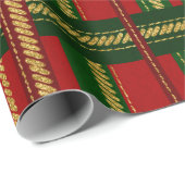 クリスマスの休日-かわいらしい休日によってステッチされる格子縞 ラッピングペーパー (ロールコーナー)