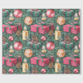 クリスマスの休日-かわいらしい水彩画のギフト ラッピングペーパー (フラット)