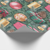 クリスマスの休日-かわいらしい水彩画のギフト ラッピングペーパー (角)
