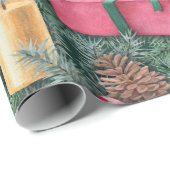 クリスマスの休日-かわいらしい水彩画のギフト ラッピングペーパー (ロールコーナー)