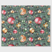 クリスマスの休日-かわいらしい水彩画ライト ラッピングペーパー (フラット)