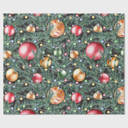 クリスマスの休日-かわいらしい水彩画ライト ラッピングペーパー (フラット)