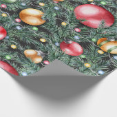 クリスマスの休日-かわいらしい水彩画ライト ラッピングペーパー (角)