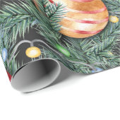 クリスマスの休日-かわいらしい水彩画ライト ラッピングペーパー (ロールコーナー)