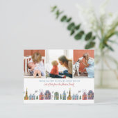 クリスマスの休日|のかわいい家| 3つの写真の郵便はがき シーズンポストカード (スタンド正面)