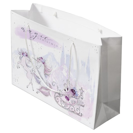 クリスマスの休日 – クリスマスの魔法- Unicorns ラージペーパーバッグ (裏面アングル)