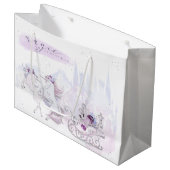 クリスマスの休日 – クリスマスの魔法- Unicorns ラージペーパーバッグ (正面アングル)