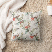 クリスマスの休日-水彩画のシカ及びPointsettia2 クッション (ブランケット)